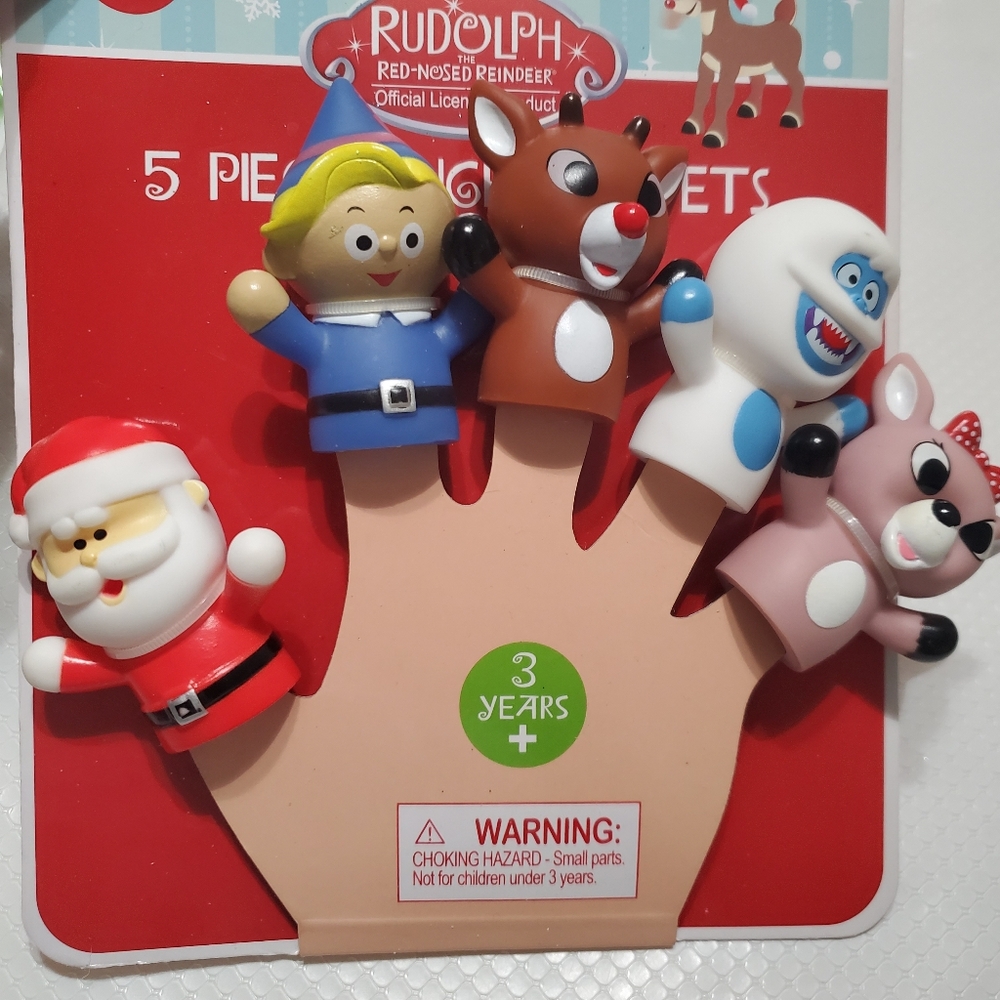 Rudolph the‎ Red Nose Reindeer 5 piece finger puppet set new